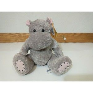 Kellytoy Hippo Plush Cuddle Treasures Beanie Stuffed Animal NWT Toy 9" Gray Soft